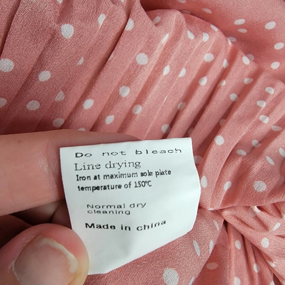 S Polka dot skirt Accordion Pleats Pink White EE - Picture 8 of 10